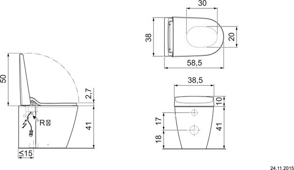 Dusch-Klosett Geberit AquaClean Sela UP bodenstehend weiss image number 0