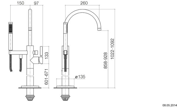 Bademischer Dornbracht Tara. Logic platin matt image number 0