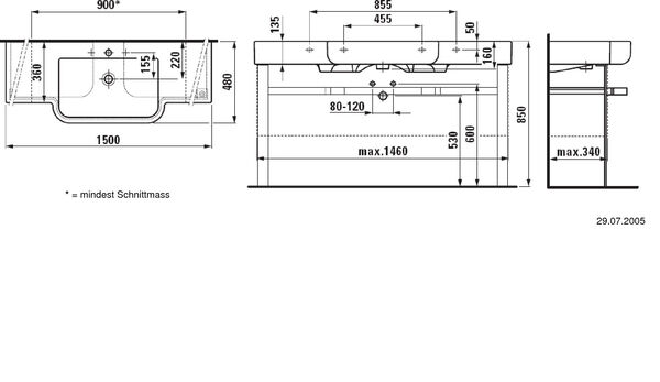 Lavabo Form 150 x 48 cm sans trou pour robinetterie blanc Cleaneffekt image number 0