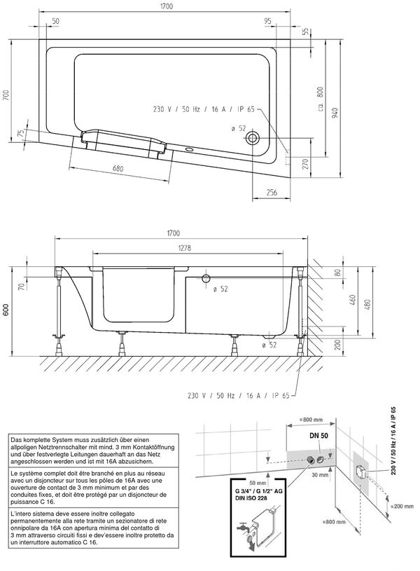 Badewanne Duscholux Piccolo Step-in asymmetrisch weiss image number 0