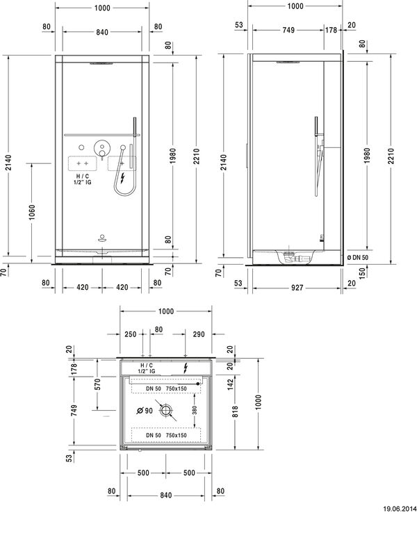 Dusch-Dampfbadkabine Duravit St.Trop eiche gekalkt Echtglas klar image number 0