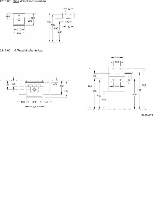 Lave-mains Pure Basic 35 x 35 cm blanc image number 0