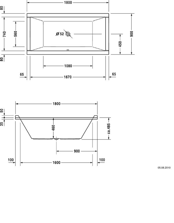 Badewanne Duravit Starck 180 x 90 cm Kunststoff Acryl weiss image number 0