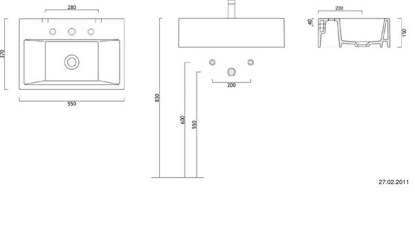 Handwaschbecken Verso 55 55 x 37 cm weiss image number 0