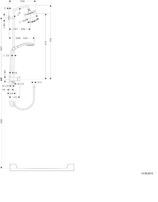 Showerpipe hansgrohe Croma 100 Reno verchromt image number 0