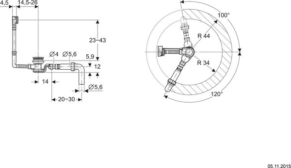 Wannengarnitur Geberit PushControl mattverchromt image number 0