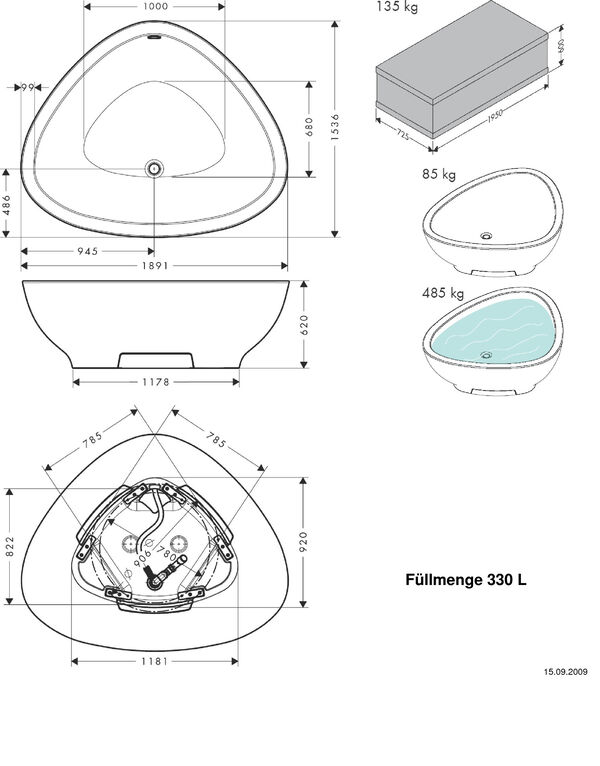 Badewanne hansgrohe Axor Massaud freistehend weiss image number 1