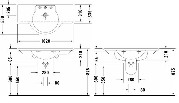 Lavabo Darling pour meuble inférieur 101.5 x 54.5 cm avec trou pour robinetterie blanc image number 0