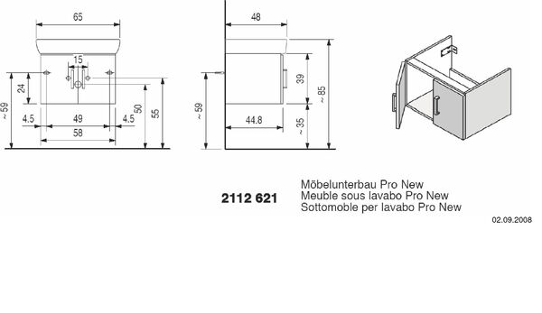 Meuble sous-lavabo Pro New noir brillant image number 0