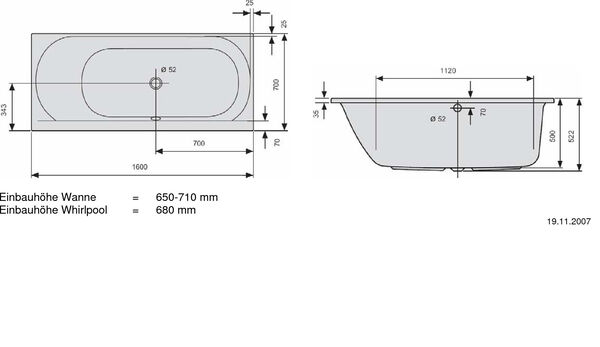 Badewanne Duscholux Smartline weiss image number 0