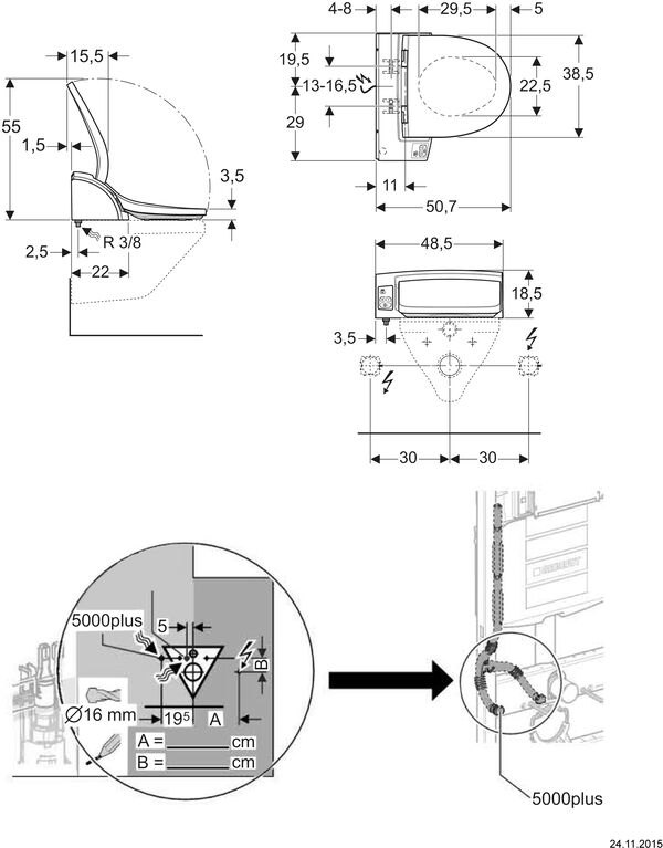 Dusch-Klosett Aufsatz Geberit AquaClean 5000plus pergamon image number 0