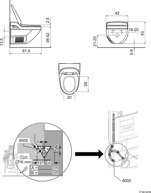 Dusch-WC Geberit AquaClean 8000 UP weiss image number 0