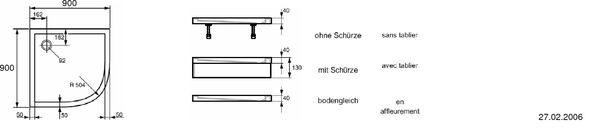 Eckduschenwanne Hüppe Purano Schenkellänge 90 cm Tiefe 2 weiss image number 0