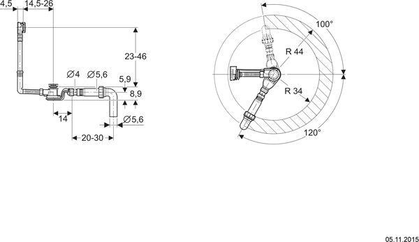 Wannengarnitur Geberit PushControl mattverchromt image number 0