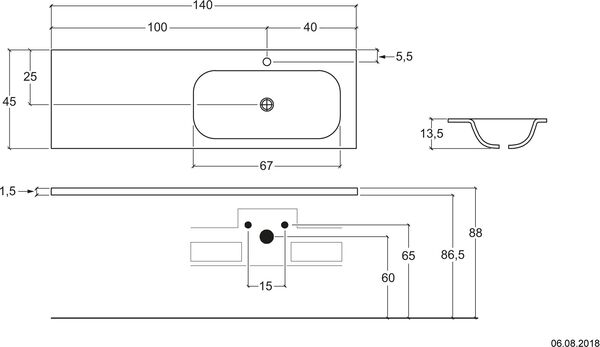 Plan pour lavabo Round Soft blanc image number 0
