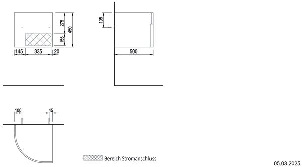 Schubladenelement Breite 50 cm Eiche creme Abstellfläche Holz / Front Vinyl creme image number 1