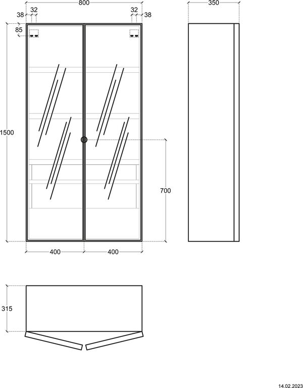 Hochschrank Butler stripped white image number 1