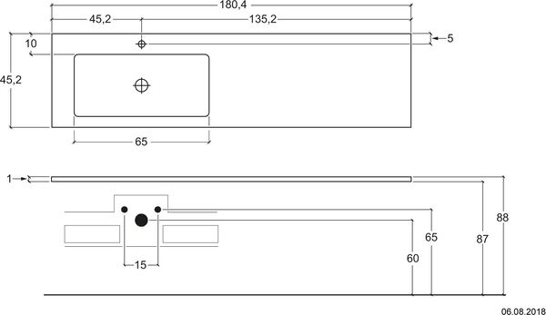 Plan pour lavabo Via Veneto graphite image number 0