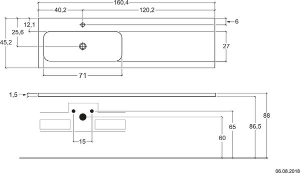 Plan pour lavabo Flat blanc image number 0