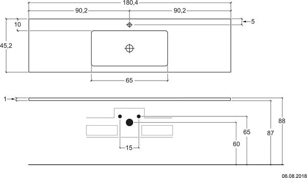 Plan pour lavabo Via Veneto graphite image number 0