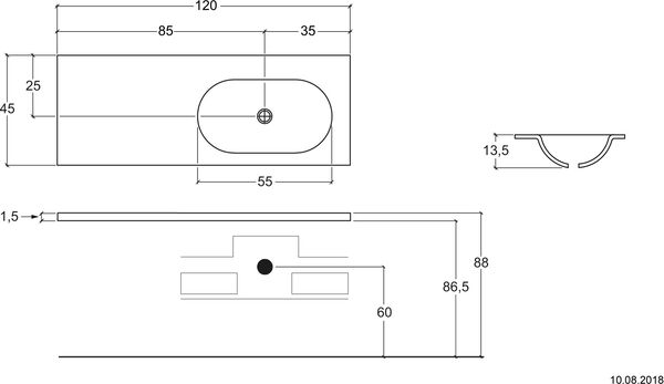 Plan pour lavabo Oval blanc image number 0