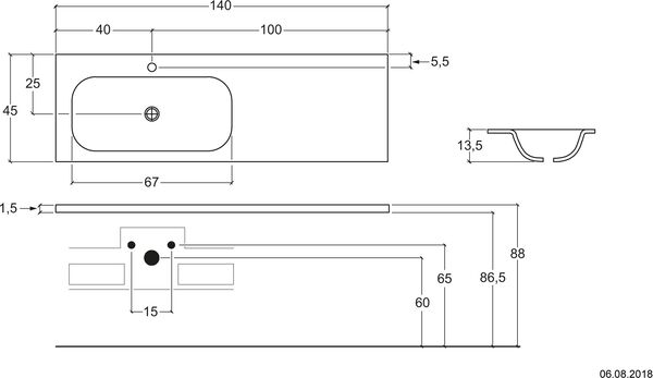 Plan pour lavabo Round Soft blanc image number 0