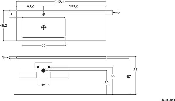 Plan pour lavabo Via Veneto graphite image number 0
