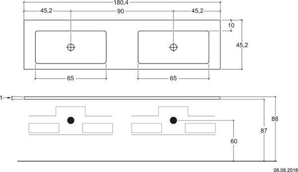 Plan pour lavabo Via Veneto graphite image number 0