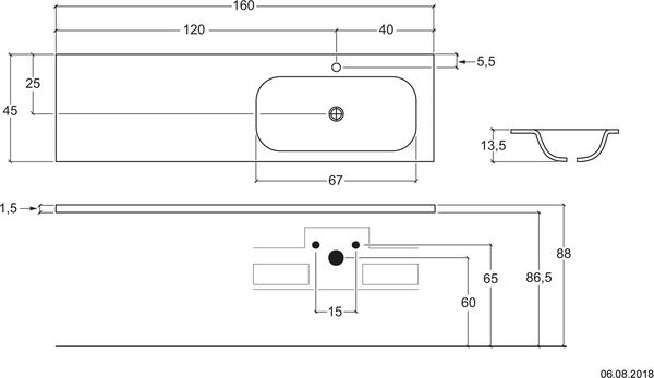Plan pour lavabo Round Soft blanc image number 0