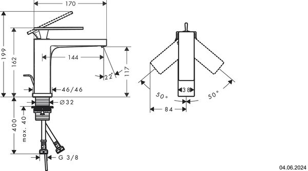 Einlochmischer Hansgrohe Tecturis E Schwarz matt image number 1