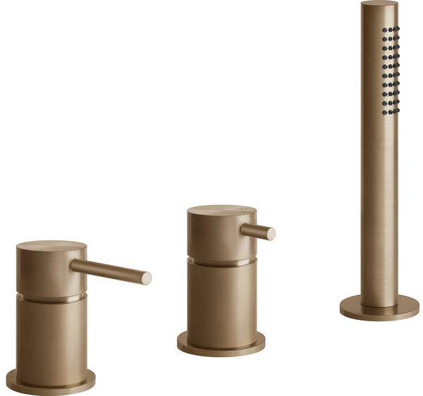 Wannenfüllkombination Gessi 316, 3-Loch warm Steel brushed flessa image number 0