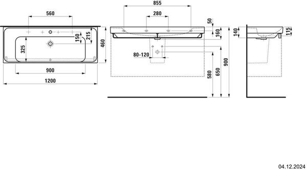 Waschtisch Laufen Meda 120 x 46 cm Weiss Cleaneffekt image number 1