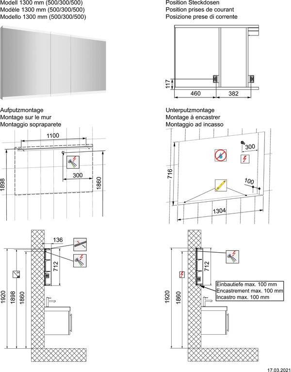 Spiegelschrank Keller Metrum weiss image number 1