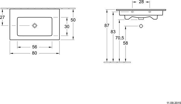 Waschtisch Venticello 80 x 50 cm Weiss Cleaneffekt image number 1