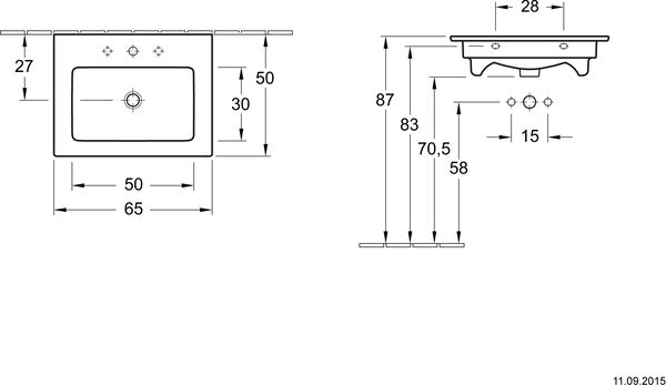 Waschtisch Venticello 65 x 50 cm Weiss Cleaneffekt image number 1