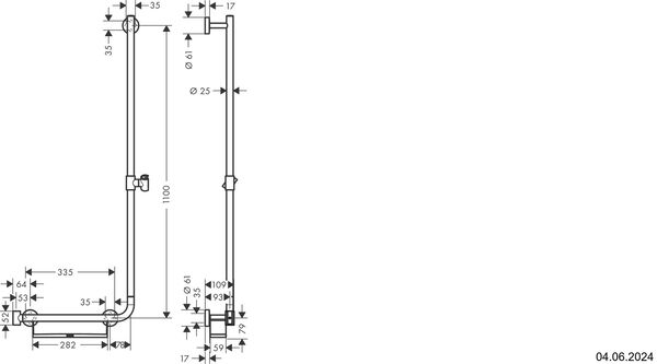 Duschgleitstange Hansgrohe Unica Comfort L-Form Verchromt image number 1