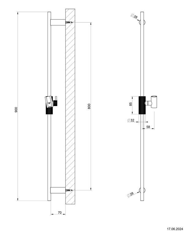 Glissière de douche Gessi Habito Noir mat rigato image number 1