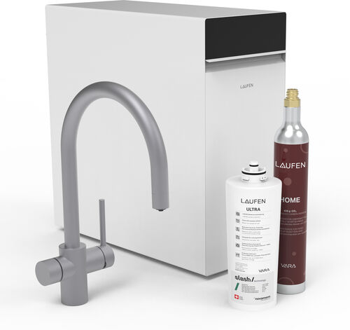 Mitigeur d'&eacute;vier multifonction Laufen Vara Home Acier inoxydable bross&eacute;