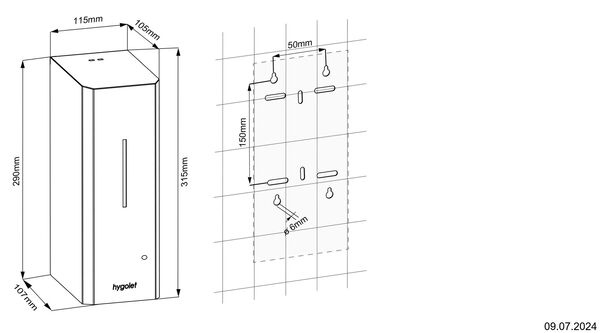 Seifenspender Hygolet Vario Edge Weiss matt Pulverbeschichtet image number 1