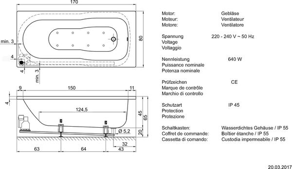 Whirlwanne Alterna steel kombi air weiss Düsen und Garnituren verchromt image number 1