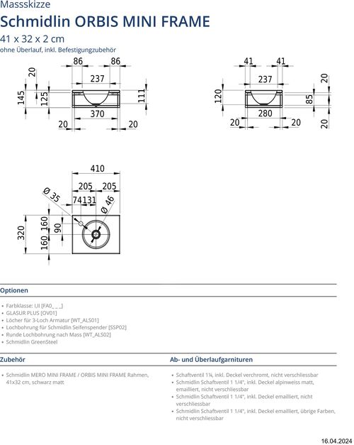 Lavabo Schmidlin Orbis mini Frame Noir mat
