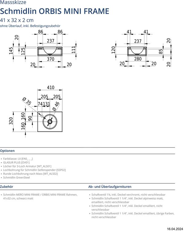 Lavabo Schmidlin Orbis mini Frame Noir mat image number 0