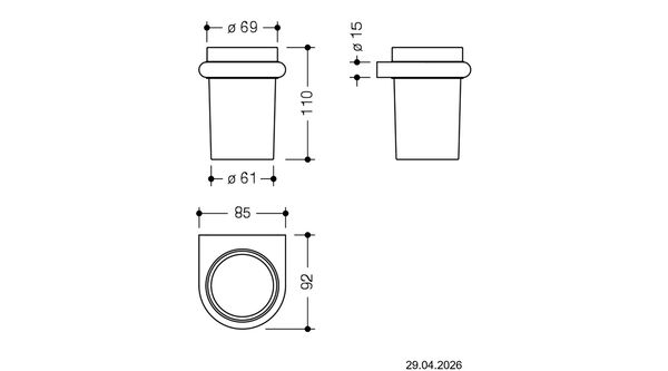 Porte-verre Hewi System 480 Acier inoxydable mat Standard image number 1