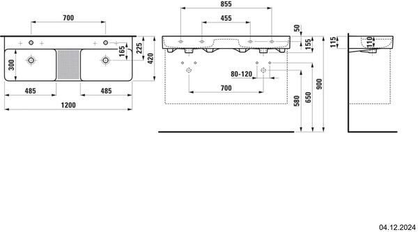 Lavabo double Laufen Val graphite mat image number 1