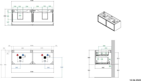 Meuble sous-lavabo Alterna elena plus Blanc image number 1