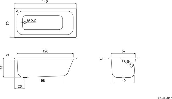 Badewanne Schmidlin Norm Classic mit Loch weiss image number 1