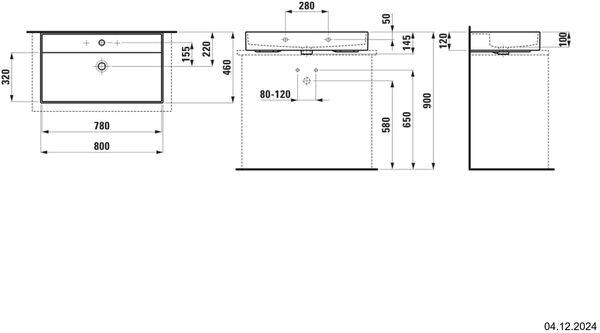 Auflegewaschtisch Laufen Kartell 80 x 46 cm Grau matt image number 1