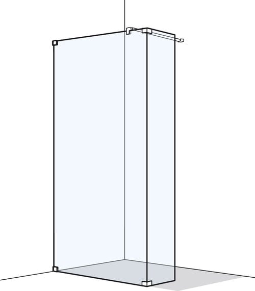 Parete laterale a posa libera Koralle S808 Colore acciaio inossidabile Vetro trasparente Plus