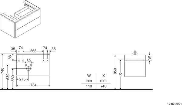 Meuble sous-lavabo Duravit XSquare Basalte mat image number 1
