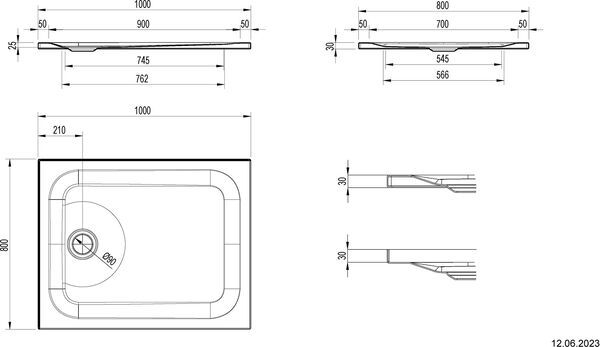 Receveur de douche Schmidlin avec rebords 100 x 80 cm Blanc Cleaneffekt Fond antid&eacute;rapant Antigliss Pro image number 1